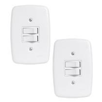 Kit 2 Interruptores Duplos de Embutir Branco Paralela Pluzie