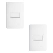 Kit 2 Interruptores Simples Horizontal Branco Habitat - Fame Kit 2 Interruptores Simples Horizontal Branco Habitat - Fame