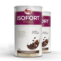 Kit 2 Isofort Beauty Whey Protein Isolado Vitafor 450g Cacau