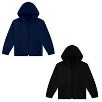 Kit 2 Jaqueta Moletom Infantil Agasalho com Capuz Juvenil 100% Algodão