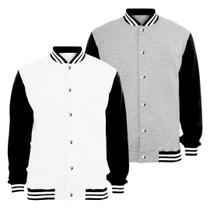 Kit 2 Jaquetas Colegial Moletom Masculina Feminina Lisa Básica sem Bolso