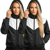 Kit 2 Jaquetas Feminina Corta Vento em Tactel com Bolso para Academia