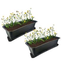 Kit 2 Jardineira Vaso Retangular 39cm Plástico Com Base Planta Flor Jardim Preto - AMZ Kit 2 Jardineira Vaso Retangular 39cm Plástico Com Base Planta Flor Jardim Preto - AMZ