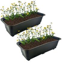 Kit 2 jardineiras Vaso Retangular 39cm Planta Flor Plástica Jardim Preto - AMZ