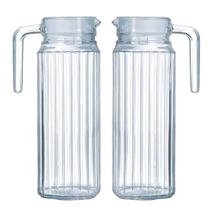 Kit 2 Jarra 1 Litro C/Tampa Para Água Suco Com Alça