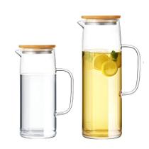Kit 2 Jarra De Vidro Hermético Borossilicato Com Tampa Bambu Agua Suco Kit 2 Jarra De Vidro Hermético Borossilicato Com Tampa Bambu Agua Suco