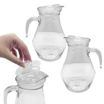 Kit 2 Jarra De Vidro Lisa Com Tampa De Acrílico Suco Bebidas 1,8l