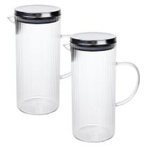 Kit 2 Jarra De Vidro Marine Tampa Inox Suco Água Resistente 1,4 L