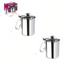 kit 2 Jarra Para Água Suco Leite Inox Leiteira Com Tampa 750ml