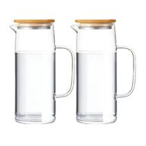 Kit 2 Jarras De Vidro Borossilicato Luiza Tampa Bambu 1,2L
