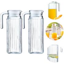 Kit 2 Jarras de Vidro Com Tampa pra Água Sucos Bebidas 1L