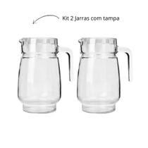 Kit 2 jarras de vidro para suco agua com tampa 1,8 litros