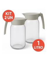Kit 2 Jarras De Vidro tampa Click 1 Litro Jarra Para Suco Água Vidro Resistente