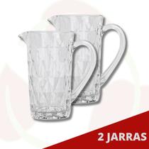 Kit 2 Jarras Vidro Desenhado Diamante Transparente 1 L Moderno