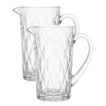 Kit 2 Jarras Vidro Diamante Transparente 1 Litro Agua Suco Drink