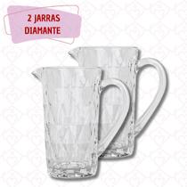Kit 2 Jarras Vidro Diamante Transparente 1 Litro Agua Suco Drink Kit 2 Jarras Vidro Diamante Transparente 1 Litro Agua Suco Drink