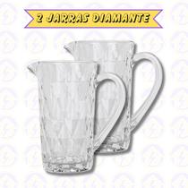 Kit 2 Jarras Vidro Efeito Diamante 1L Resistente Suco Agua Drink