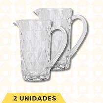 Kit 2 Jarras Vidro Grosso 1L Mesa Posta Modelo Diamante Luxo