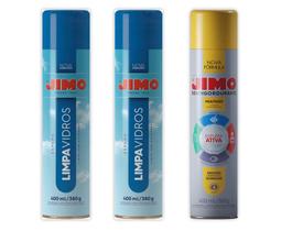 Kit 2 Jimo Limpa Vidros 400ml + 1 Jimo Desengordurante 400ml