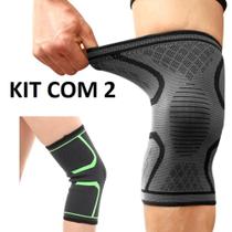 Kit 2 joelheiras de neoprene articulada tensor compressão alivia dores corrida exercicios treino