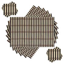 Kit 2 Jogo Americano Bambu 12 peças Preto/Bege