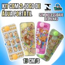 Kit 2 Jogo de Água Portátil Capivara 15cm Brinquedo de Argolas Manual Sem Pilhas