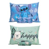 Kit 2 Jogo de Lencol Cama Solteiro Lilo Stitch Disney e Urso