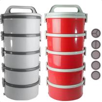 Kit 2 Jogo De Marmitas Térmica Divisórias 10 Peças 1,5 Litros Tekcor Cinza E Vermelho Soprano Kit 2 Jogo De Marmitas Térmica Divisórias 10 Peças 1,5 Litros Tekcor Cinza E Vermelho Soprano