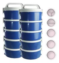 Kit 2 Jogo De Marmitas Térmica Divisórias 5 1,5 L Azul Com Trava