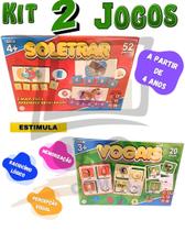 Kit 2 Jogo Didatico 4 anos Soletrar Alfabetização E Vogais Raciocinio Brinquedo Educativo Infantil
