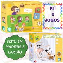 Kit 2 Jogo Didatico Infantil 3 Anos Mamãe E Bebê Raciocinio E Meus 5 Sentidos