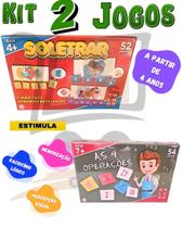 Kit 2 Jogo Educativo 4 Anos Soletrar Alfabetização E 4 Operações Matematica Didatico Coluna Brinquedos Kit 2 Jogo Educativo 4 Anos Soletrar Alfabetização E 4 Operações Matematica Didatico Coluna Brinquedos