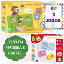 Kit 2 Jogo Educativo Meus 5 Sentidos Brinquedo Infantil 3 Anos E O Que Eu Como Raciocinio