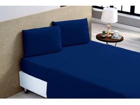 Kit 2 Jogo Lençol Cama Casal Queen 4 Pcs Premium Azul