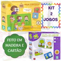 Kit 2 Jogo Pedagogico Meus 5 Sentidos Brinquedo Infantil Onde Eu Estou 3 Anos Raciocinio