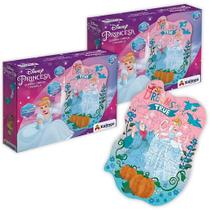 Kit 2 Jogo Quebra Cabeça Princesa Cinderela 60 Peças De Madeira Infantil Criança Disney - Xalingo