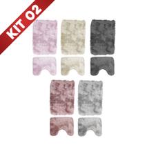 Kit 2 Jogo Tapete Banheiro 4 peça Felpudo Antiderrapante Alta Absorção Super Macio Confortável