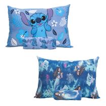 Kit 2 Jogos Cama Menina Disney Stitch Sereia Ariel Algodão