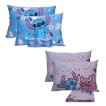 Kit 2 Jogos Cama Stitch Casal Com Elástico Oficial Disney Kit 2 Jogos Cama Stitch Casal Com Elástico Oficial Disney