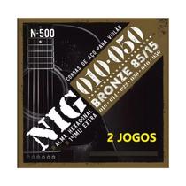 Kit 2 Jogos Cordas Encordoamento Nig 2N500 Violão Aço 010 Kit 2 Jogos Cordas Encordoamento Nig 2N500 Violão Aço 010