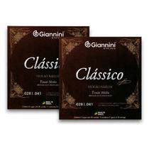 kit 2 Jogos cordas Encordoamento Violão Nylon Giannini Clássico GENWPM Tensão Média Bronze Prateado
