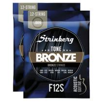 Kit 2 Jogos de Cordas Encordoamento Strinberg Violão Aço 12 Cordas F12S
