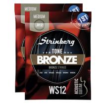 Kit 2 Jogos de Cordas Encordoamento Strinberg WS12 Violão Aço 012 WS-12