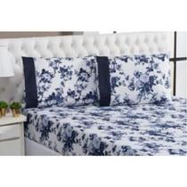 Kit 2 Jogos de Lençol Queen 3 Peças com Elástico 1,98 m x 1,58 m x 0,3 m Altura Estampas Sortidas