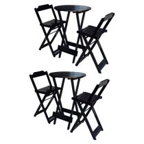 Kit 2 Jogos de Mesa Bistrô de Madeira com 2 Cadeiras Dobravel Ideal para Bar e Restaurante Tabaco