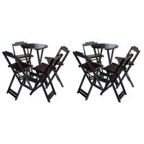 Kit 2 Jogos de Mesa Bistrô de Madeira com 4 Cadeiras Dobravel Ideal para Bar e Restaurante Tabaco