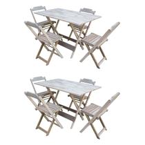 Kit 2 Jogos de Mesa com 4 Cadeiras de Madeira Dobravel 120x70 Ideal para Bar e Restaurante - sem Pin