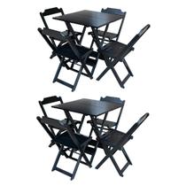 Kit 2 Jogos de Mesa com 4 Cadeiras de Madeira Dobravel 70x70 Ideal para Bar e Restaurante - Preto Kit 2 Jogos de Mesa com 4 Cadeiras de Madeira Dobravel 70x70 Ideal para Bar e Restaurante - Preto