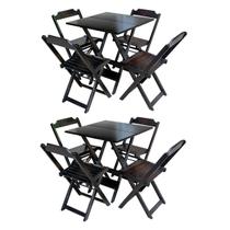 Kit 2 Jogos de Mesa com 4 Cadeiras de Madeira Dobravel 70x70 Ideal para Bar e Restaurante - Tabaco Kit 2 Jogos de Mesa com 4 Cadeiras de Madeira Dobravel 70x70 Ideal para Bar e Restaurante - Tabaco