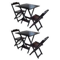 Kit 2 Jogos De Mesa Dobravel Com 2 Cadeiras De Madeira 70x70 Ideal Para Bar E Restaurante - Marrom Kit 2 Jogos De Mesa Dobravel Com 2 Cadeiras De Madeira 70x70 Ideal Para Bar E Restaurante - Marrom